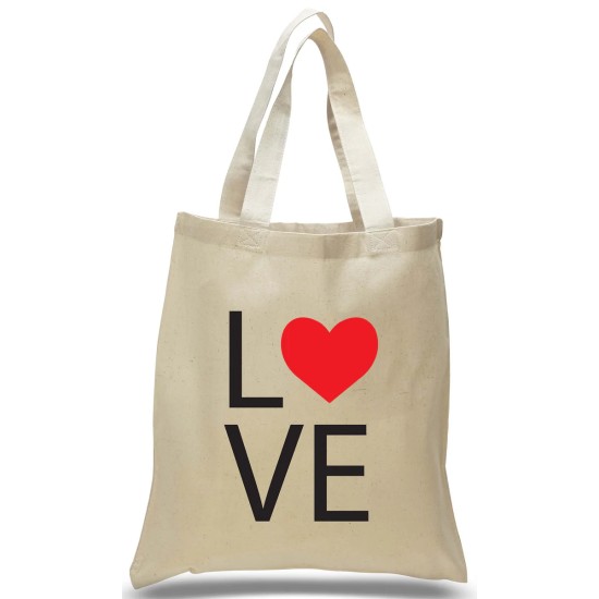 LOVE Printed with Heart on Canvas Tote LOVE Printed with Heart on Canvas Tote